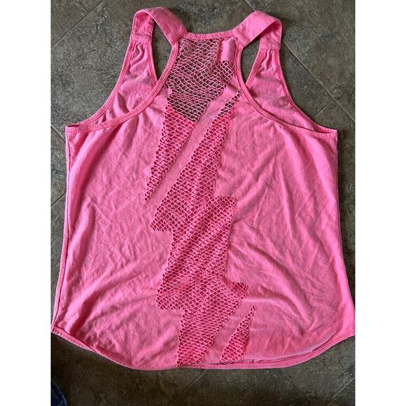 Fox Racing pink tank top with crochet lace on back, women's size XL - Picture 7 of 9